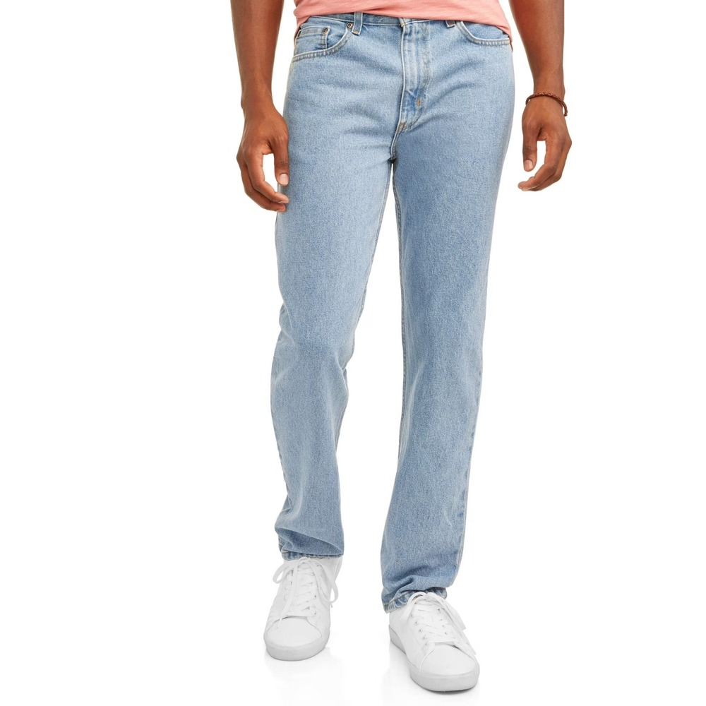 George Mens Jeans Size 30x32 Lt Wash Cotton Regular Fit Straight-Leg Carpenter